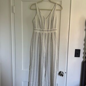 NEW Poetry Jumpsuit White Black Stripe Size 8